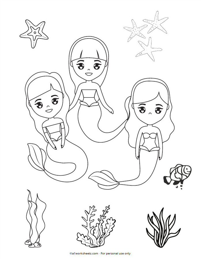 35 Artistic Grayscale Mermaid Coloring Pages Printable 11