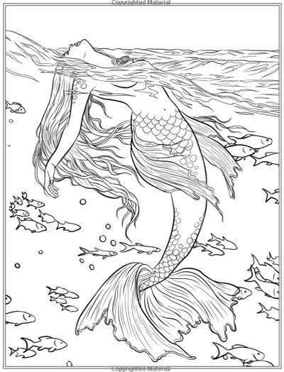 35 Artistic Grayscale Mermaid Coloring Pages Printable 24