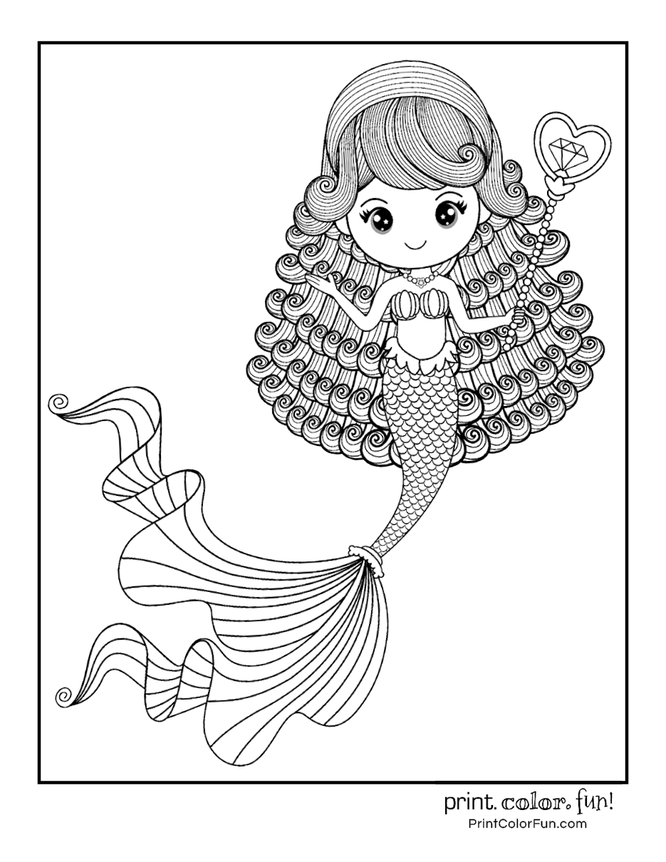 35 Artistic Grayscale Mermaid Coloring Pages Printable 26