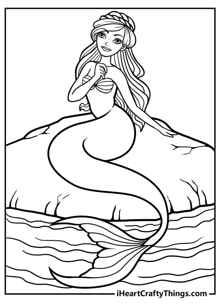 35 Artistic Grayscale Mermaid Coloring Pages Printable 27