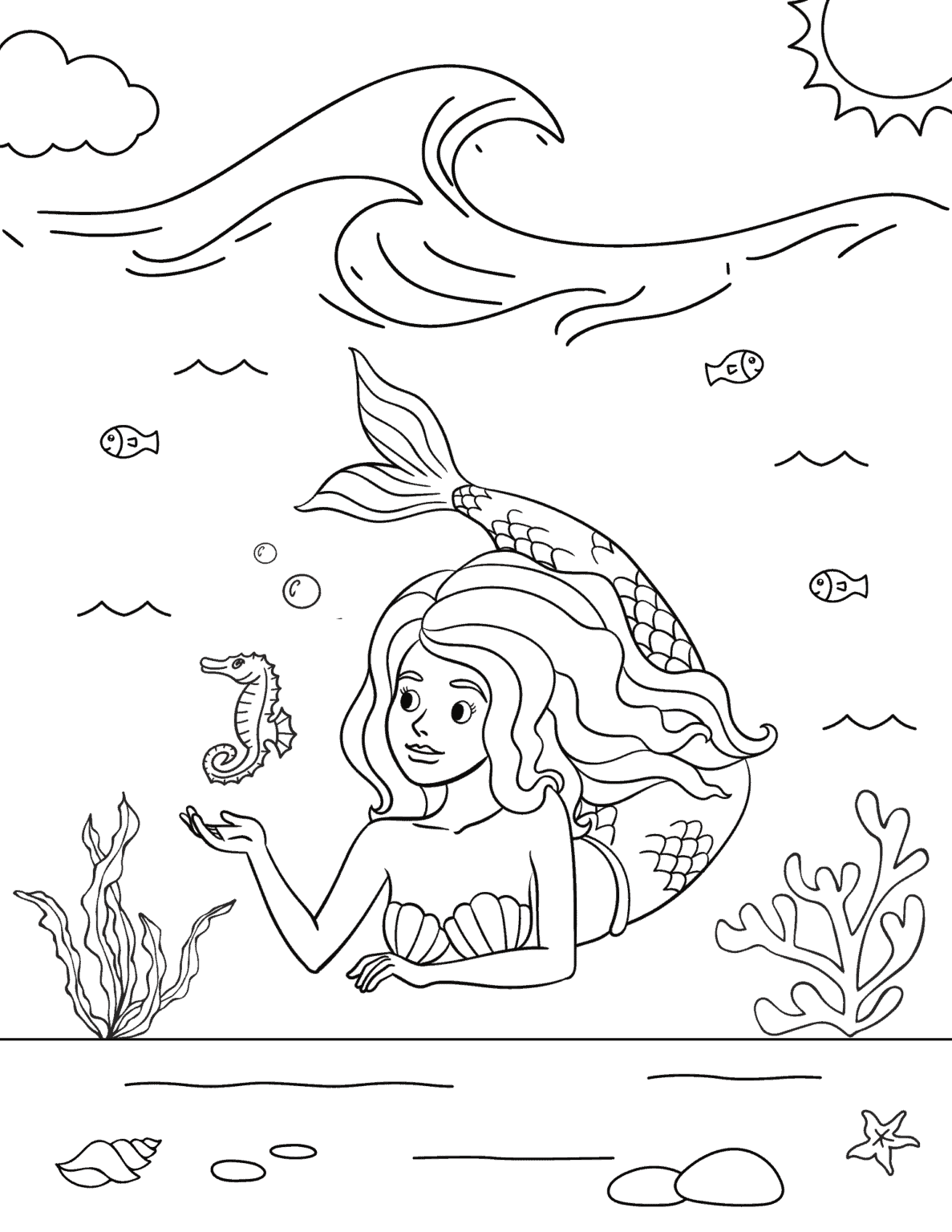 35 Artistic Grayscale Mermaid Coloring Pages Printable 28