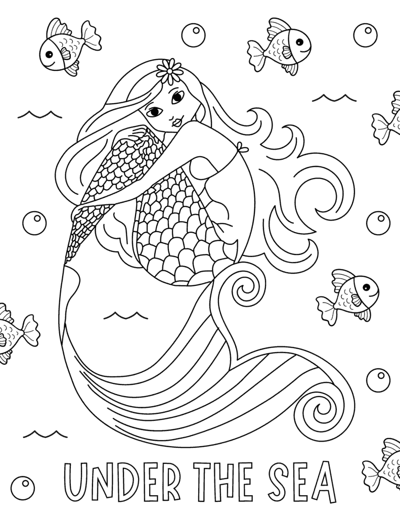 35 Artistic Grayscale Mermaid Coloring Pages Printable 30