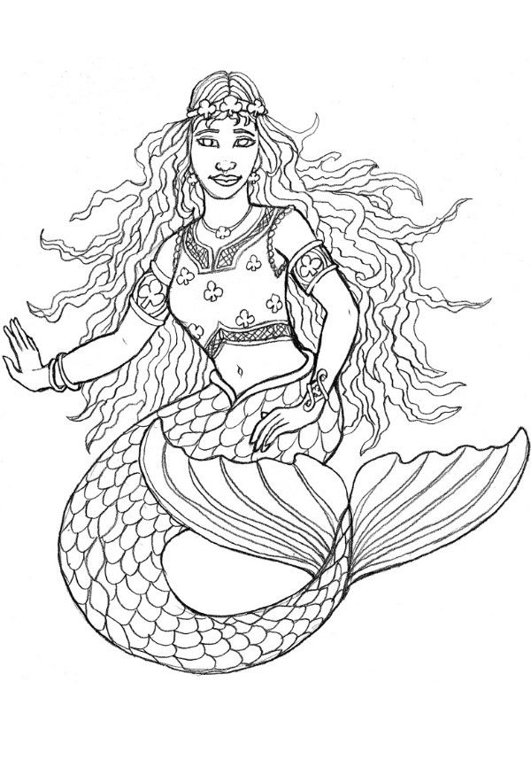 35 Artistic Grayscale Mermaid Coloring Pages Printable 32