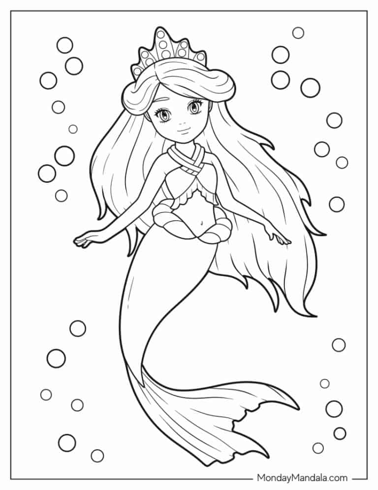 35 Artistic Grayscale Mermaid Coloring Pages Printable 33