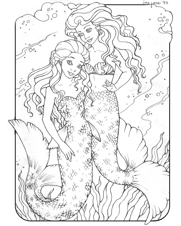 35 Artistic Grayscale Mermaid Coloring Pages Printable 6