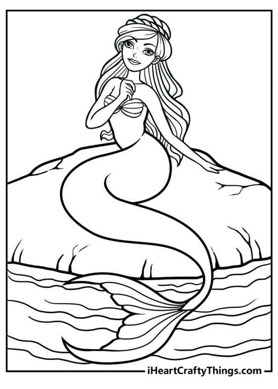 35 Artistic Grayscale Mermaid Coloring Pages Printable 7