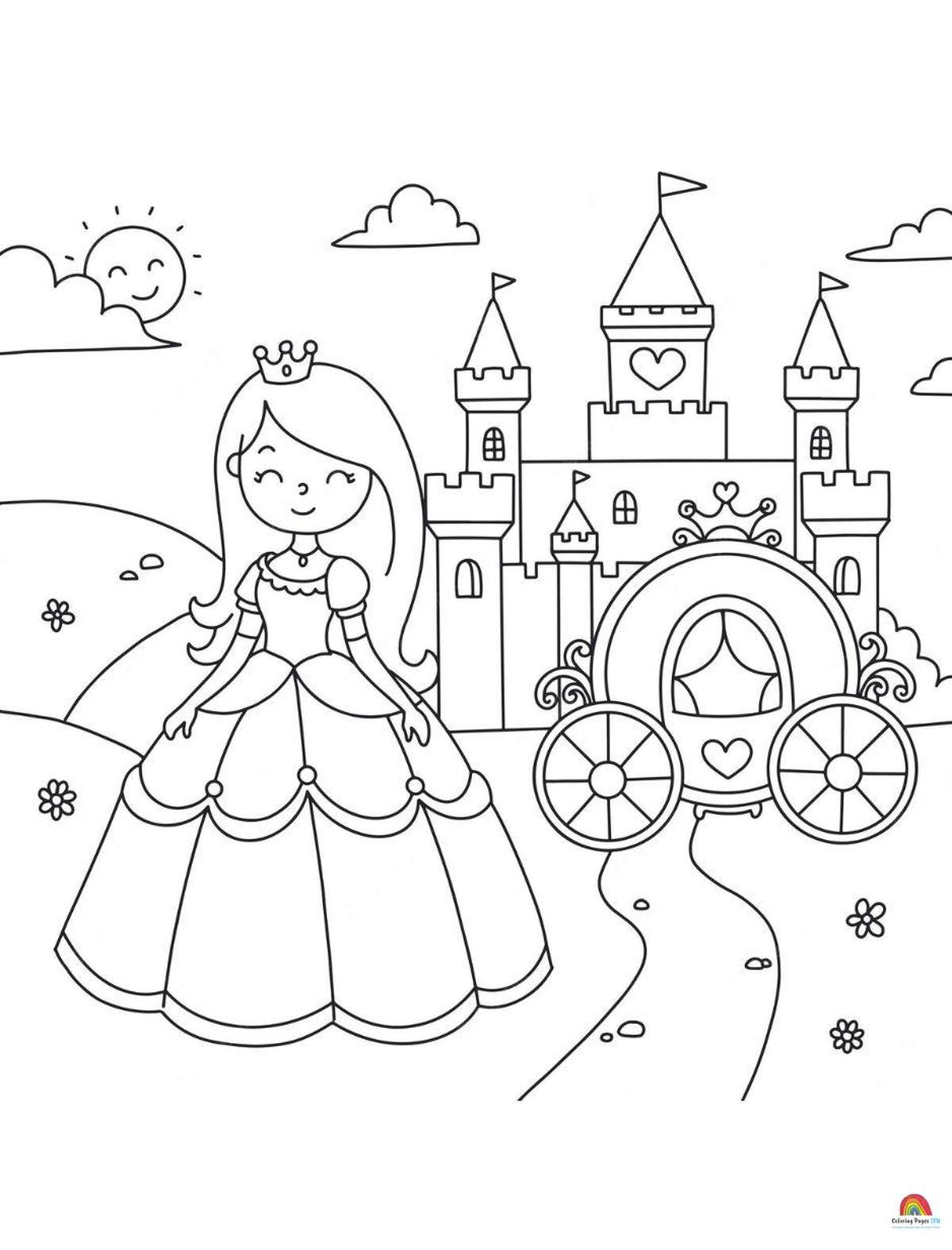 35 Cute Princess Coloring Pages Printable 3