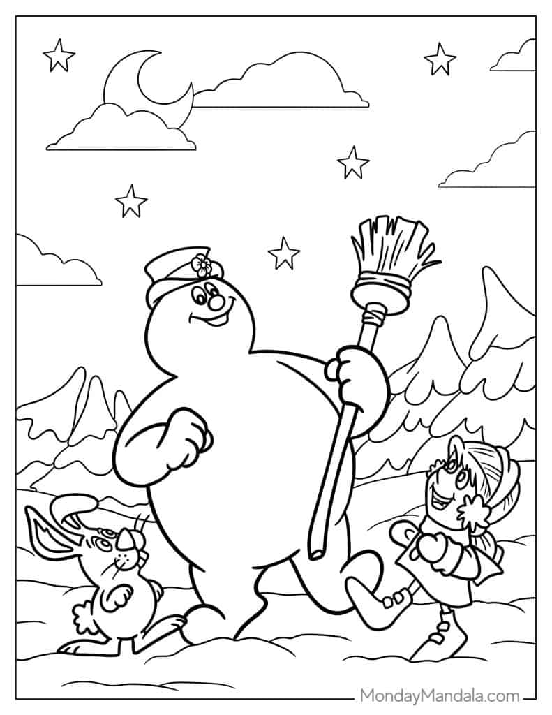 35 Fun Frosty the Snowman Coloring Pages Printable 35