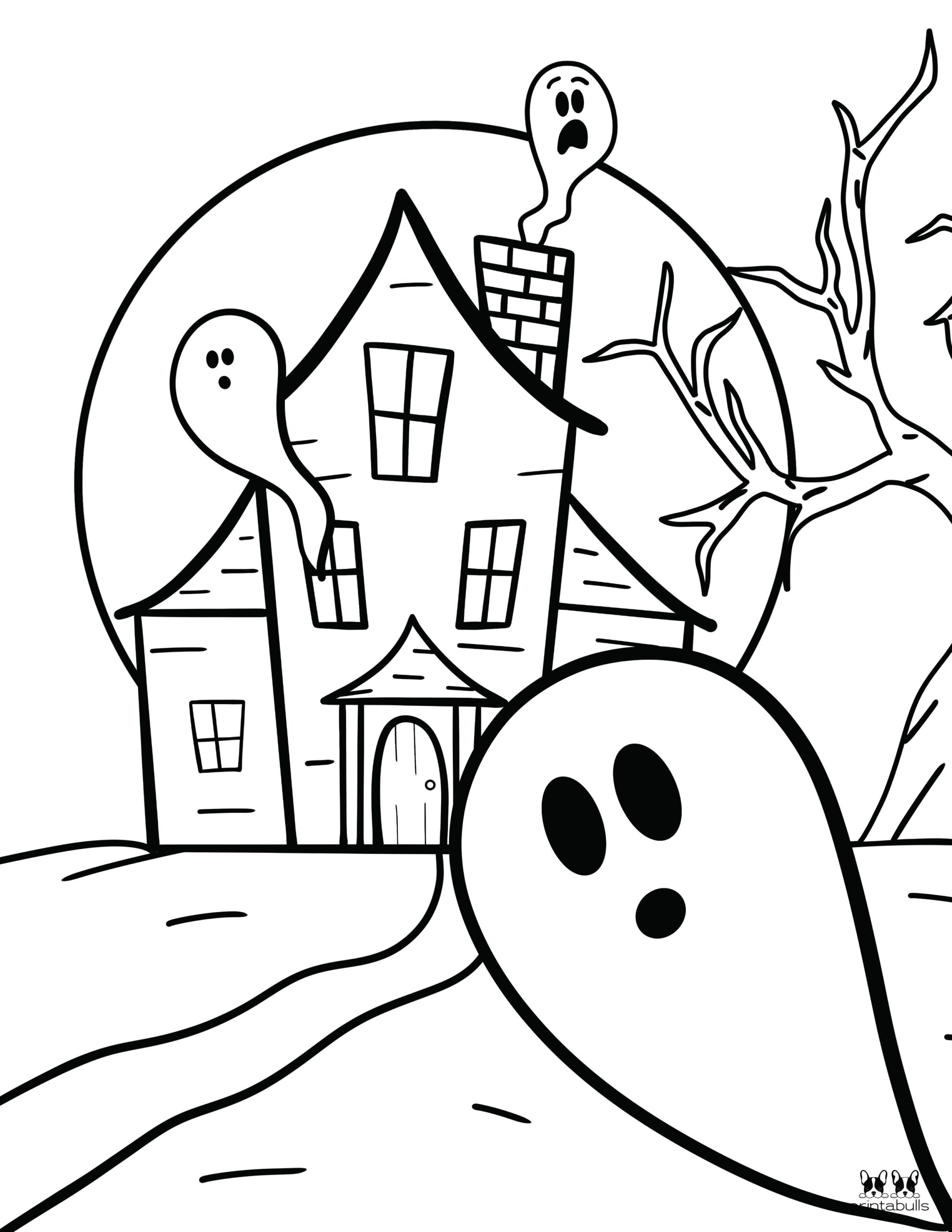 35 Spooky Ghost Coloring Pages Printable 3