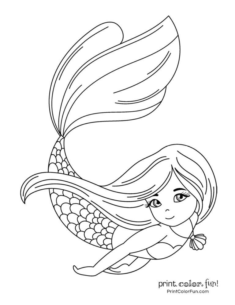 36 Fun Girl Coloring Pages Mermaid Printable 2