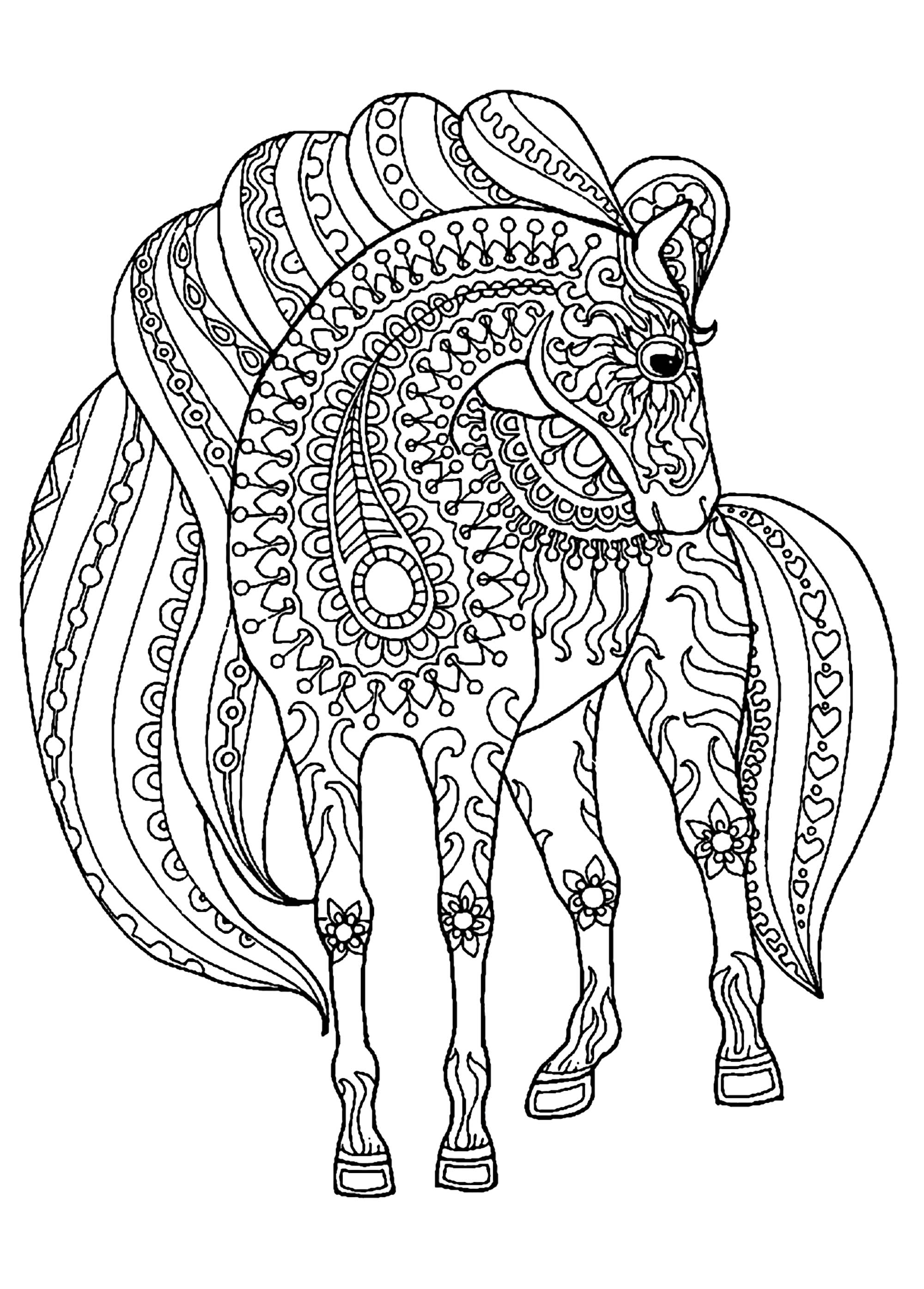 36 Relaxing Horse Coloring Pages for Adults Printable 1