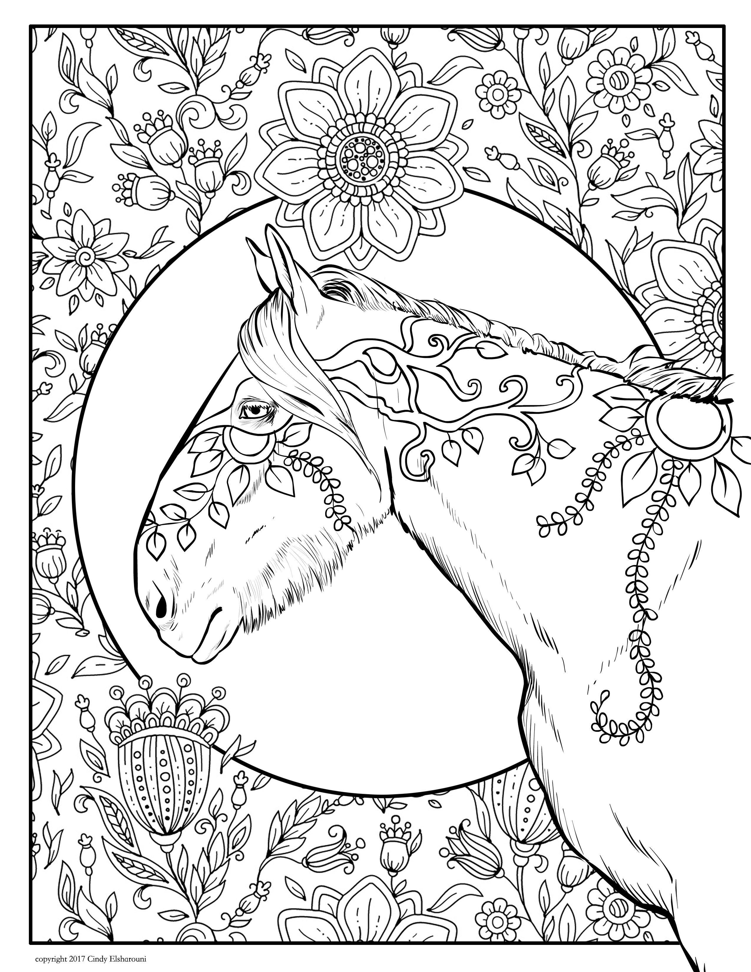 36 Relaxing Horse Coloring Pages for Adults Printable 2