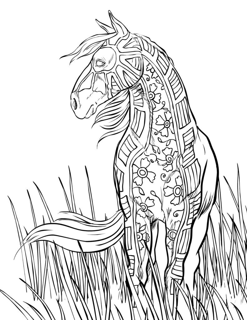 36 Relaxing Horse Coloring Pages for Adults Printable 27