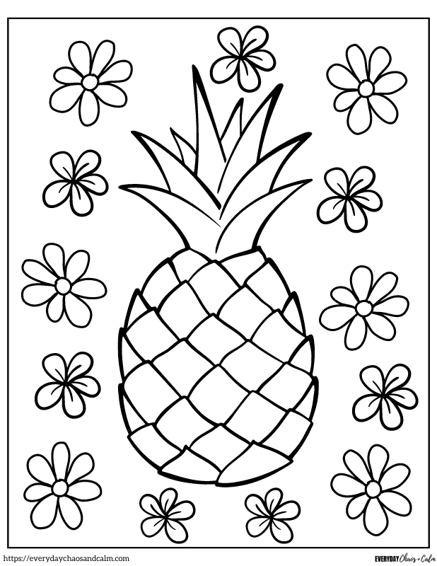 36 Tropical Pineapples Coloring Pages Printable 2