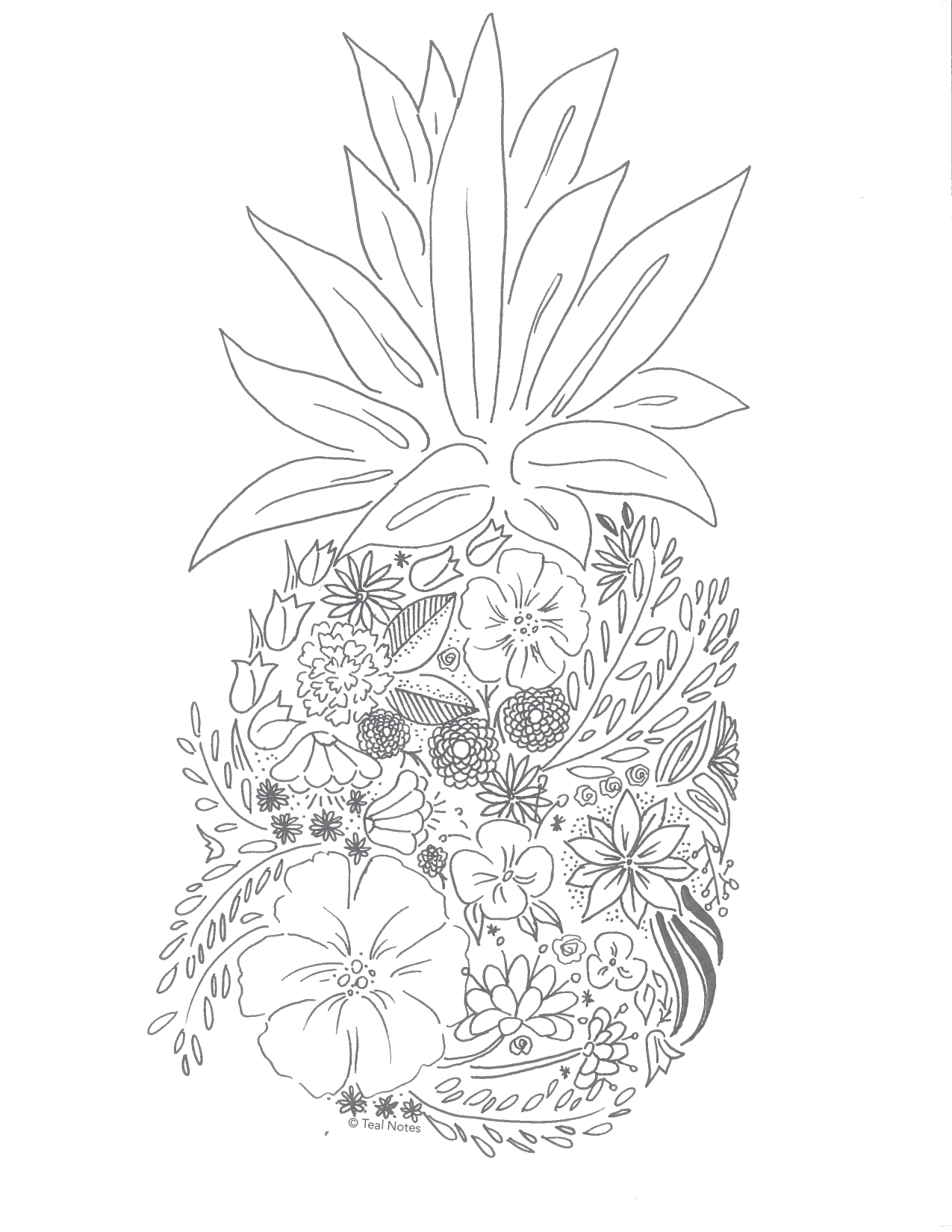 36 Tropical Pineapples Coloring Pages Printable 23