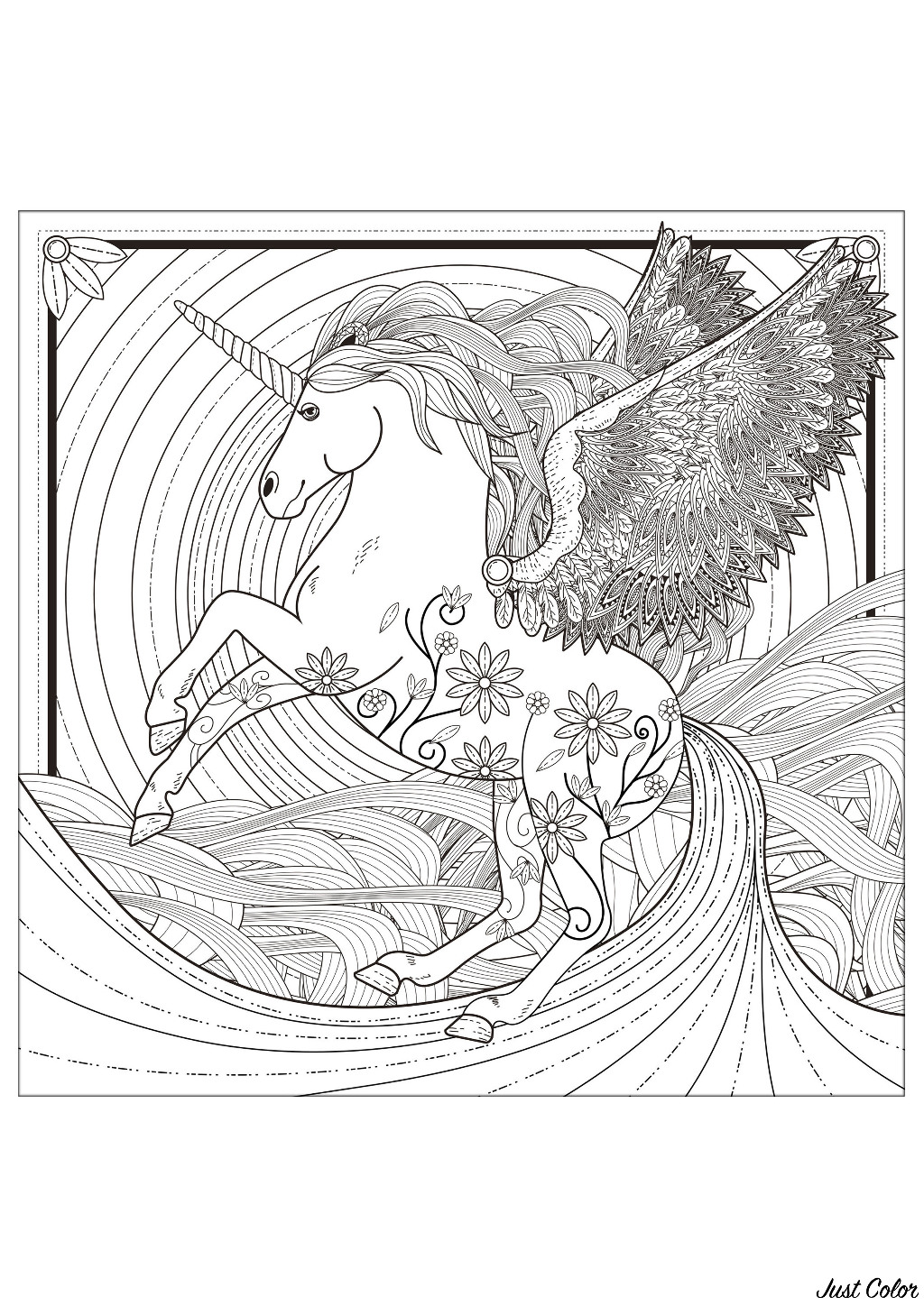 36 Unicorn Coloring Pages for Adults Printable 27