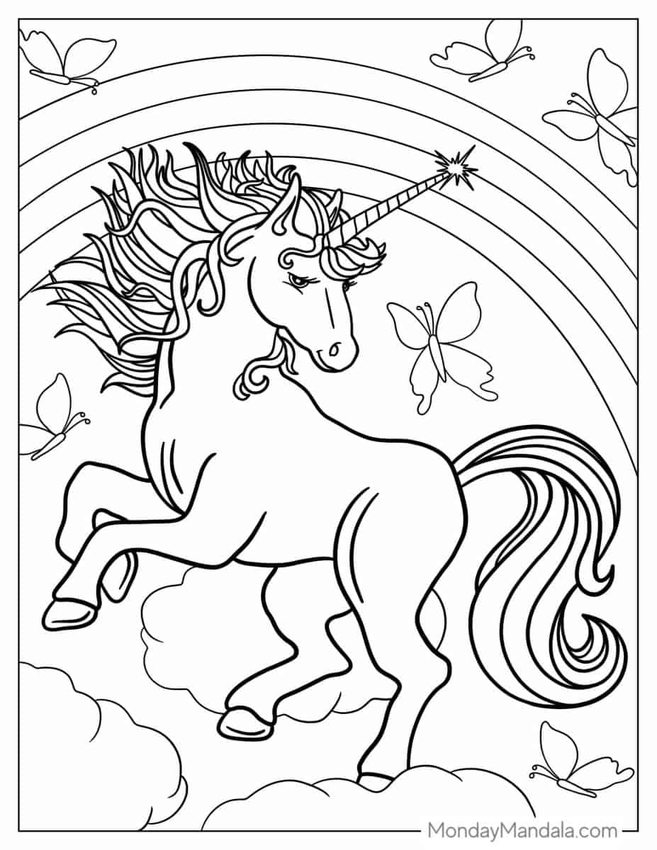 36 Unicorn Coloring Pages for Adults Printable 31