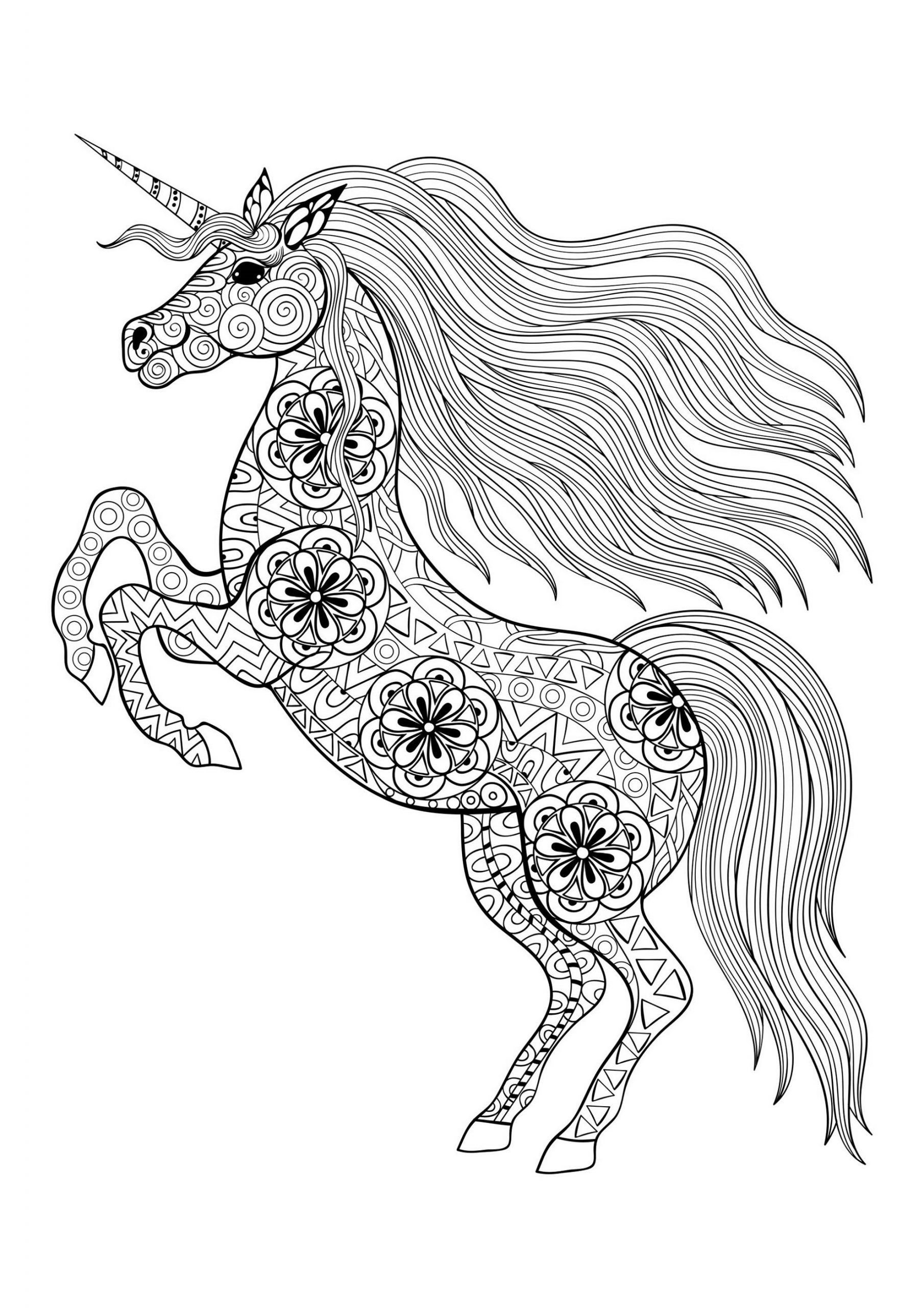 36 Unicorn Coloring Pages for Adults Printable 4