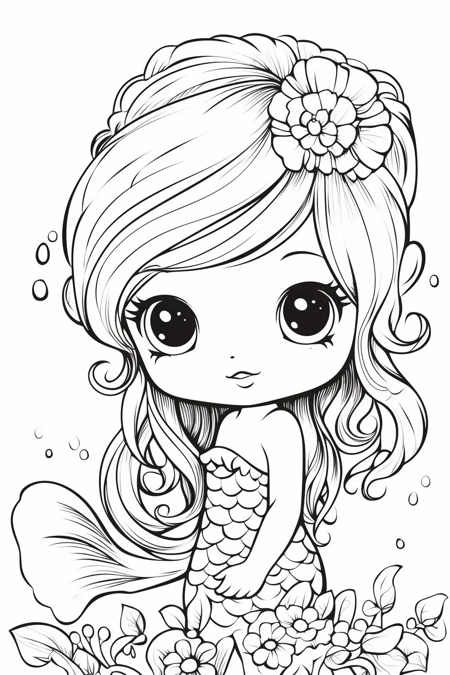 38 Colorful Mermaid Coloring Pages Finished Printable 11