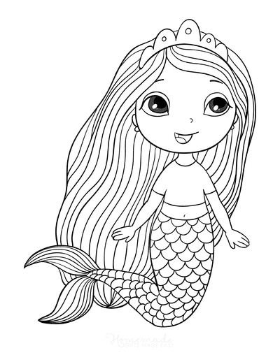 38 Colorful Mermaid Coloring Pages Finished Printable 16