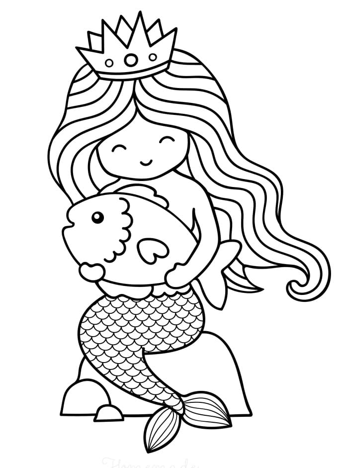 38 Colorful Mermaid Coloring Pages Finished Printable 21