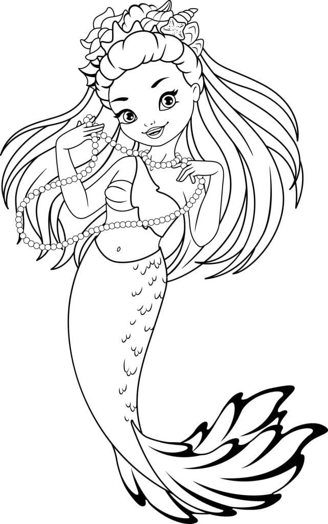 38 Colorful Mermaid Coloring Pages Finished Printable 24