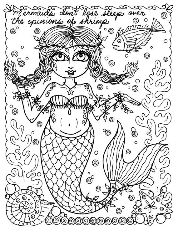 38 Colorful Mermaid Coloring Pages Finished Printable 25