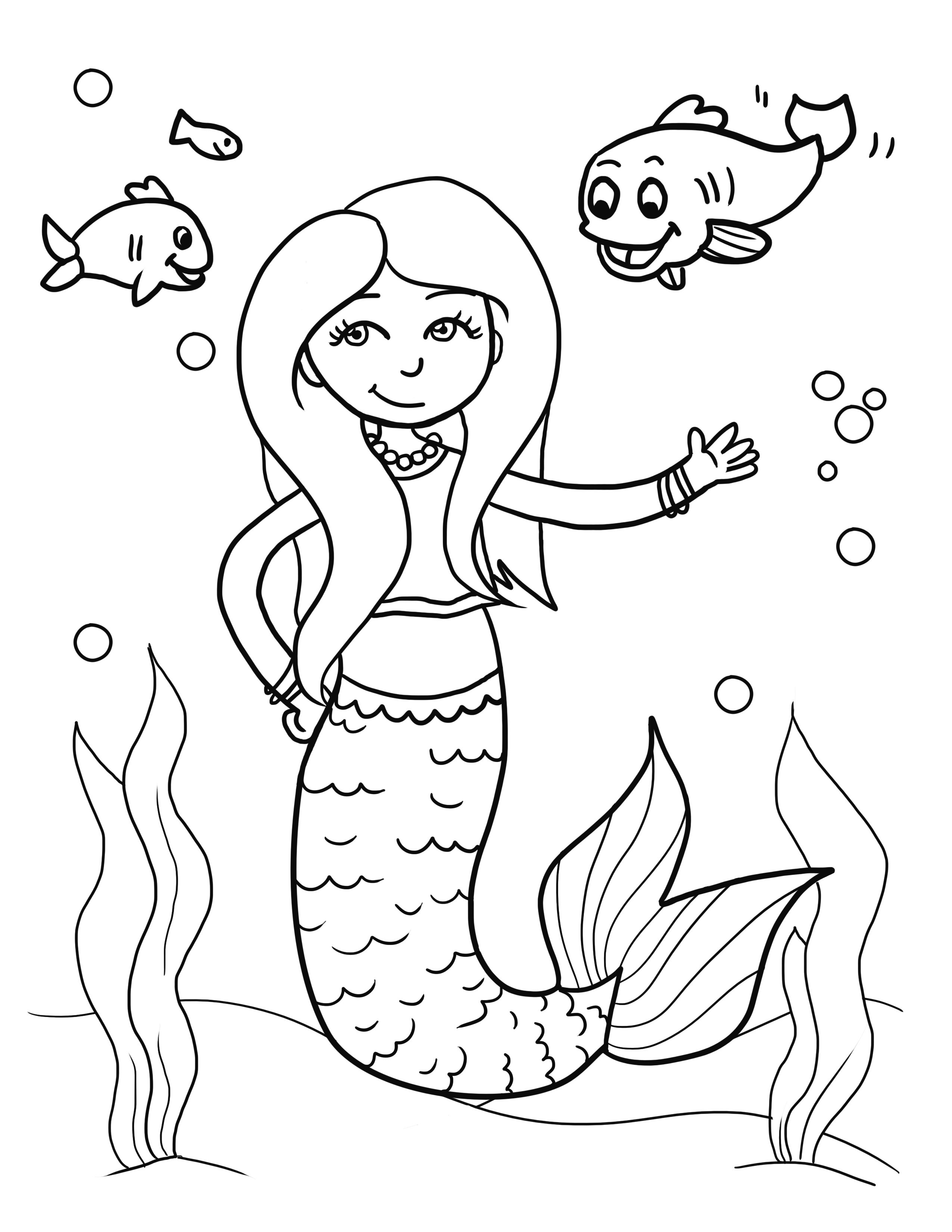 38 Colorful Mermaid Coloring Pages Finished Printable 32