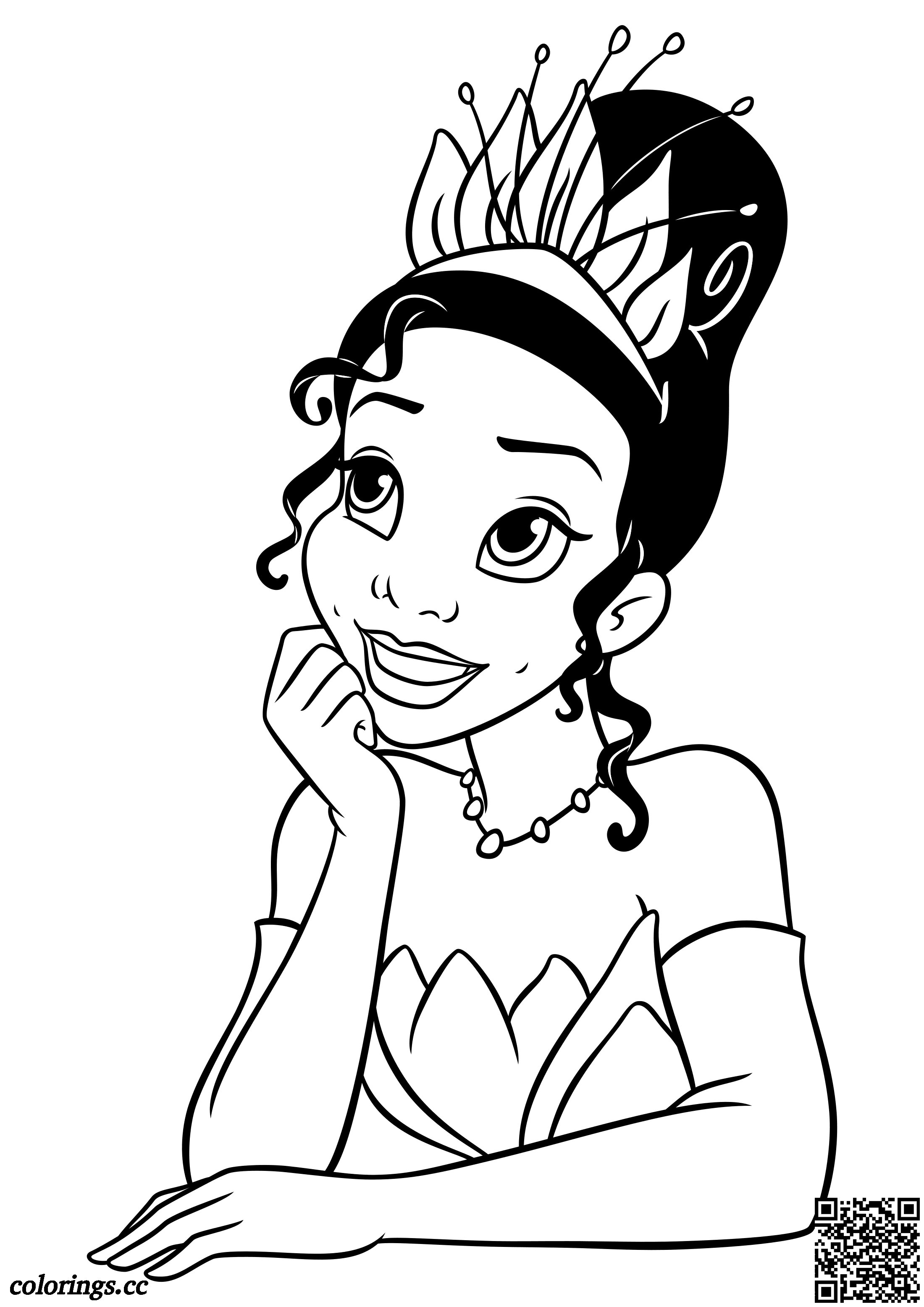 38 Cute Princess Tiana Coloring Pages Printable 1