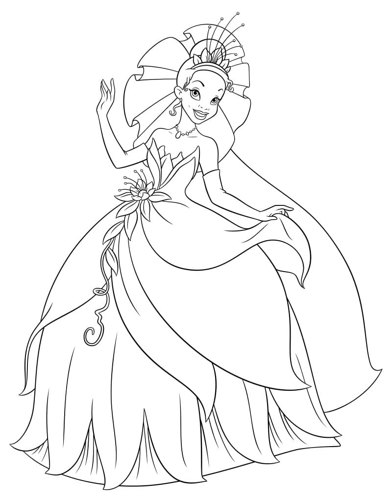 38 Cute Princess Tiana Coloring Pages Printable 10