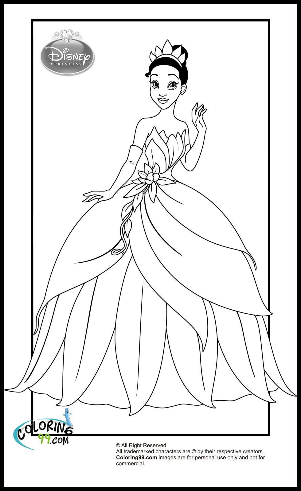 38 Cute Princess Tiana Coloring Pages Printable 20