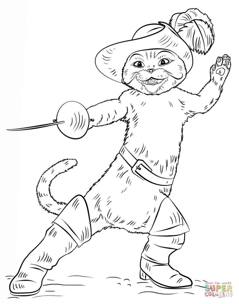 39 Fearless Puss in Boots Coloring Pages Printable 1