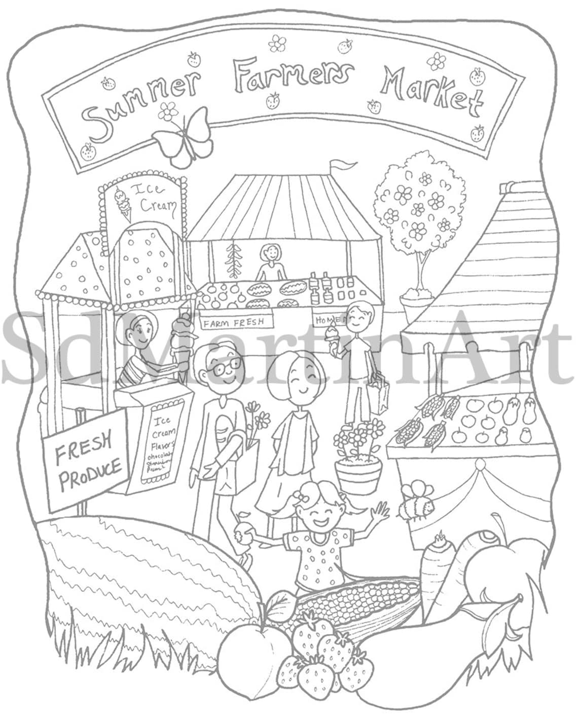 98 Farmers Market Coloring Pages Printable 100