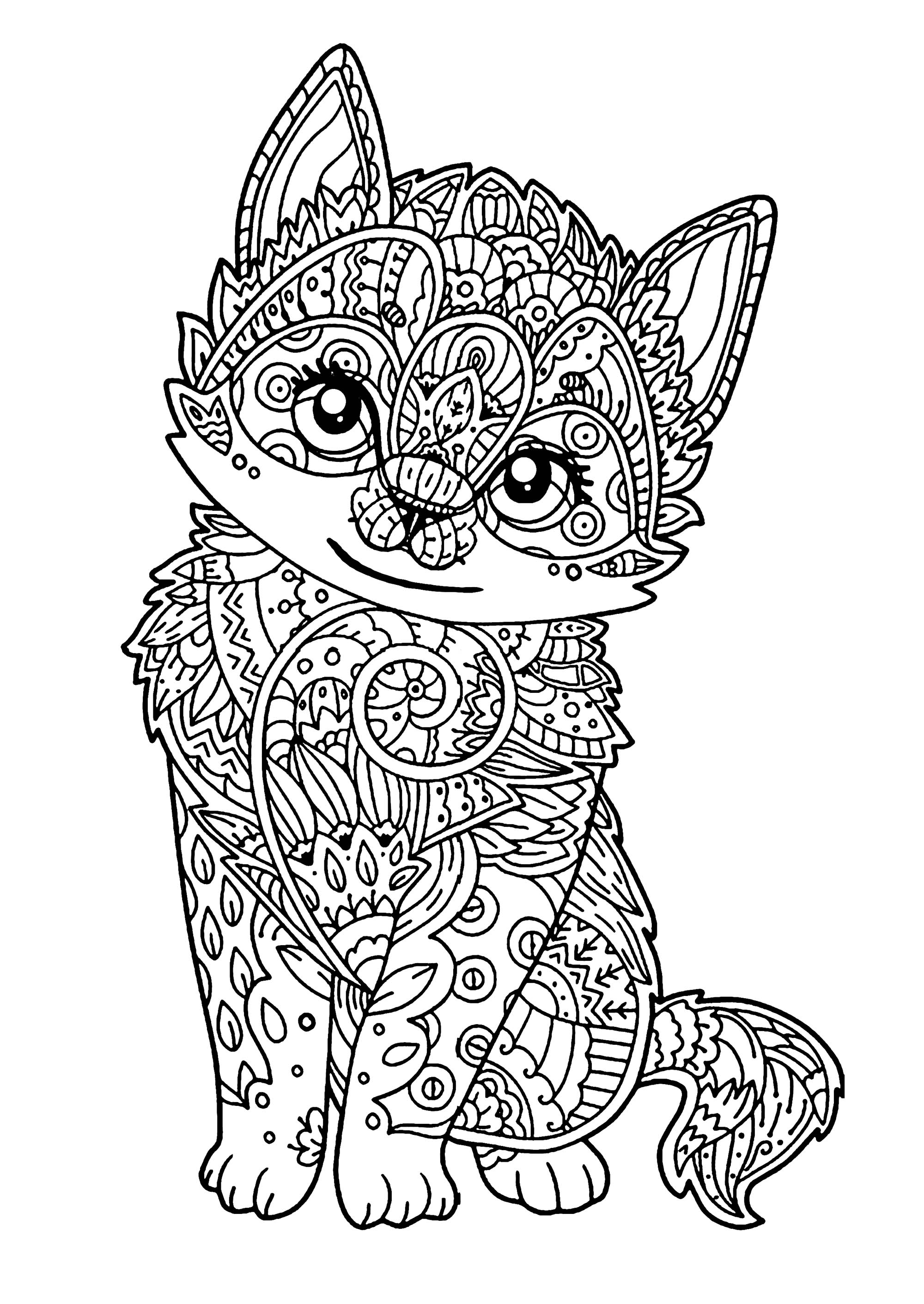 adorable kawaii kitten coloring pages printable jpg