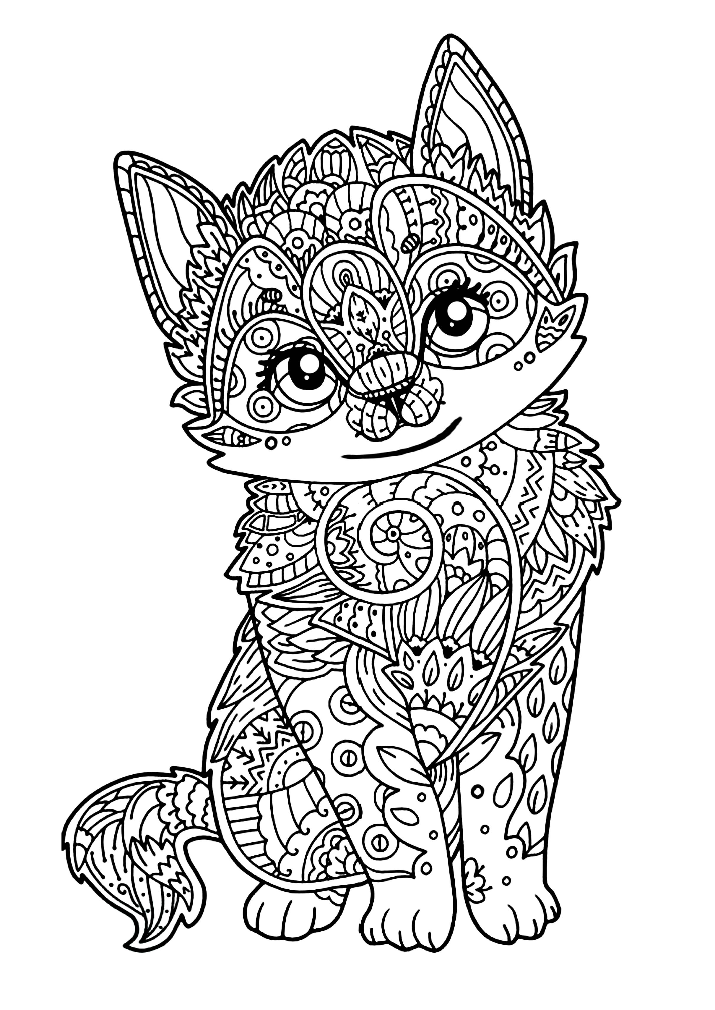 37 Adorable Kawaii Kitten Coloring Pages Printable 14