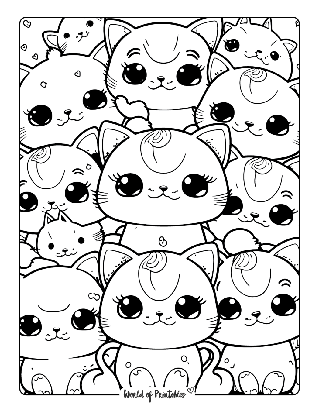 37 Adorable Kawaii Kitten Coloring Pages Printable 15