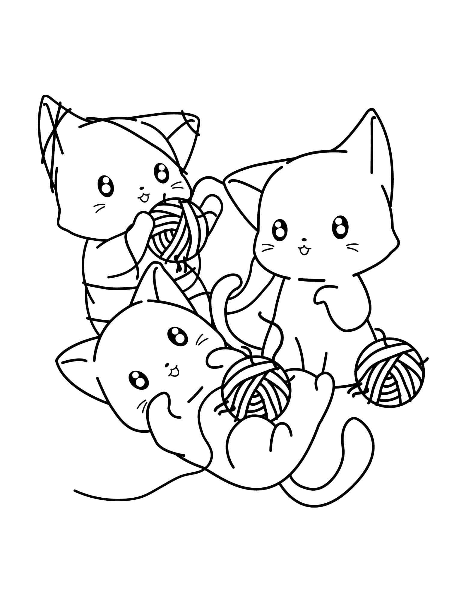 adorable kawaii kitten coloring pages printable jpg