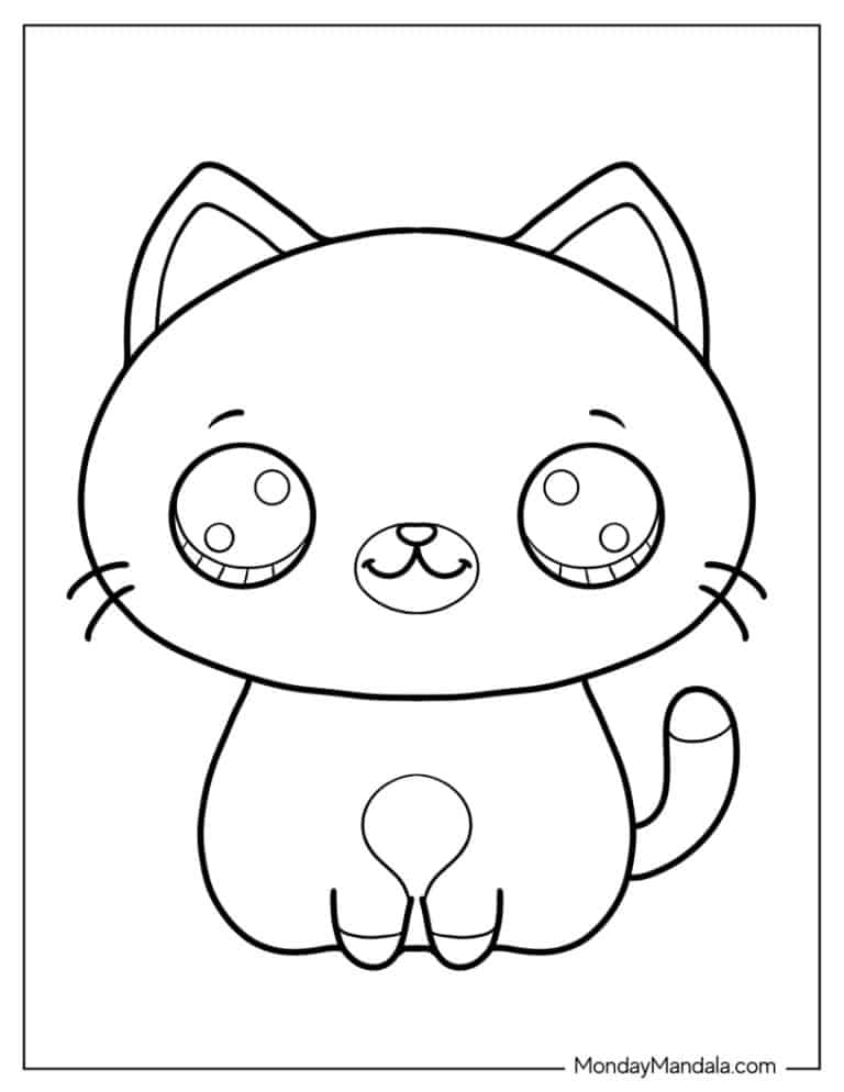 adorable kawaii kitten coloring pages printable jpg