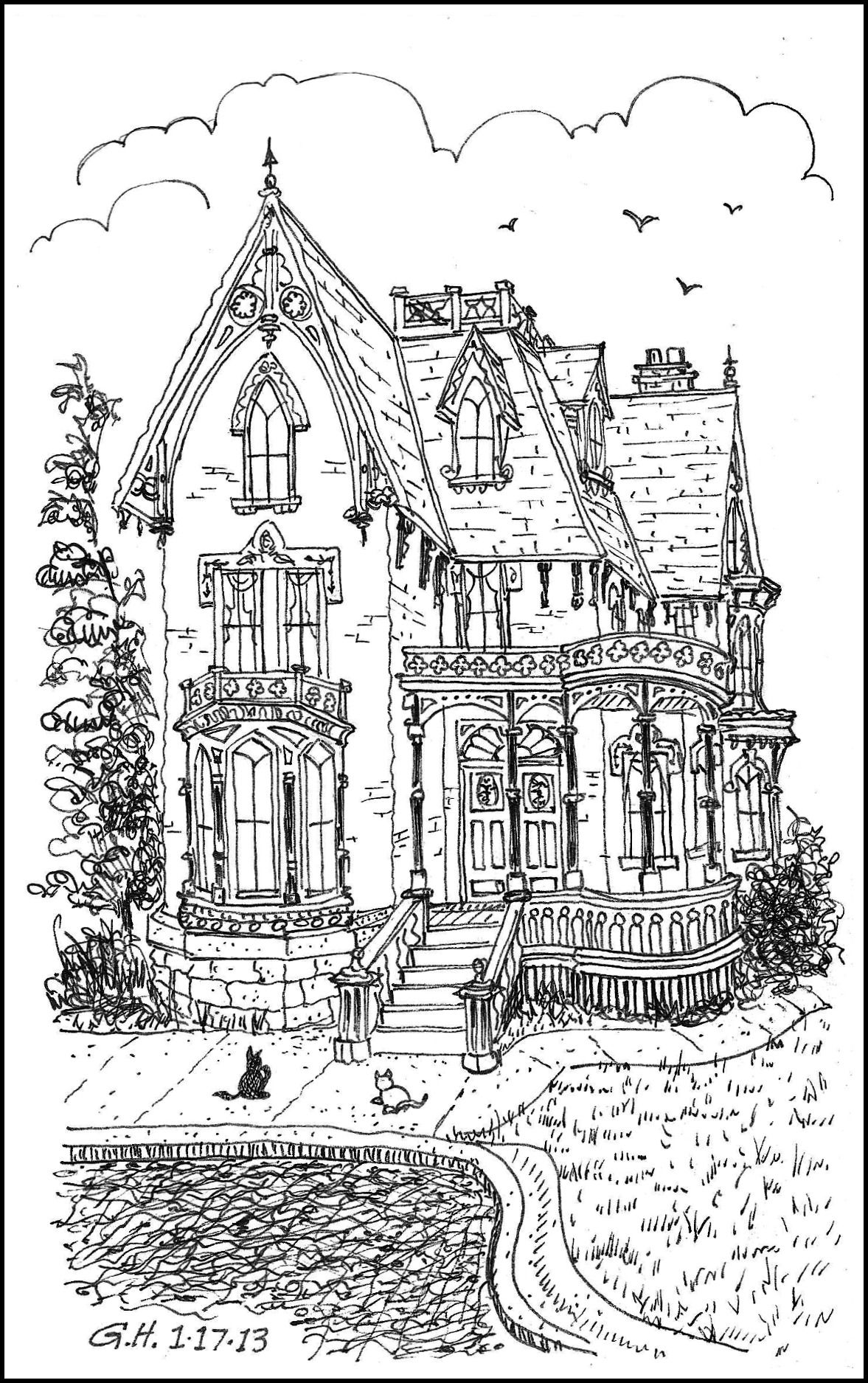 mystical spook house coloring pages printable jpg