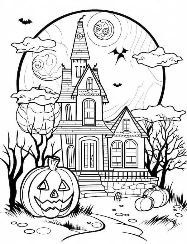 37 Mystical Spook House Coloring Pages Printable 3