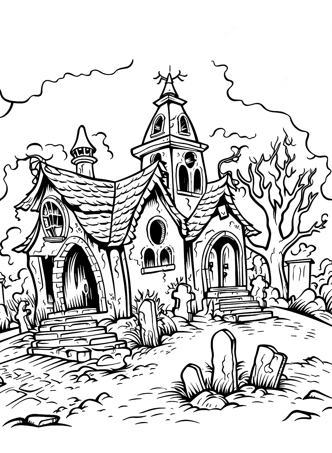 37 Mystical Spook House Coloring Pages Printable 8