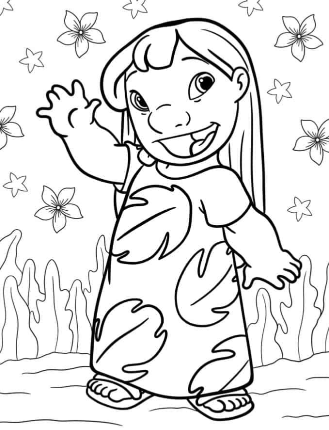 lilo stitch coloring pages easy outline of lilo wearing red dress to color png jpg