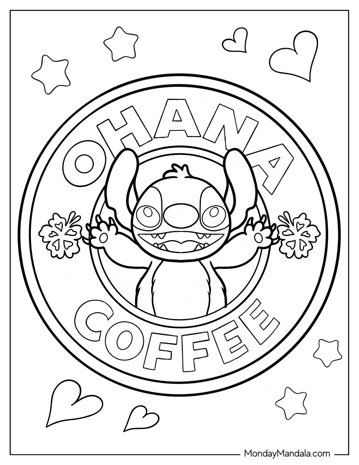 ohana coffee logo with stitch coloring page jpg jpg