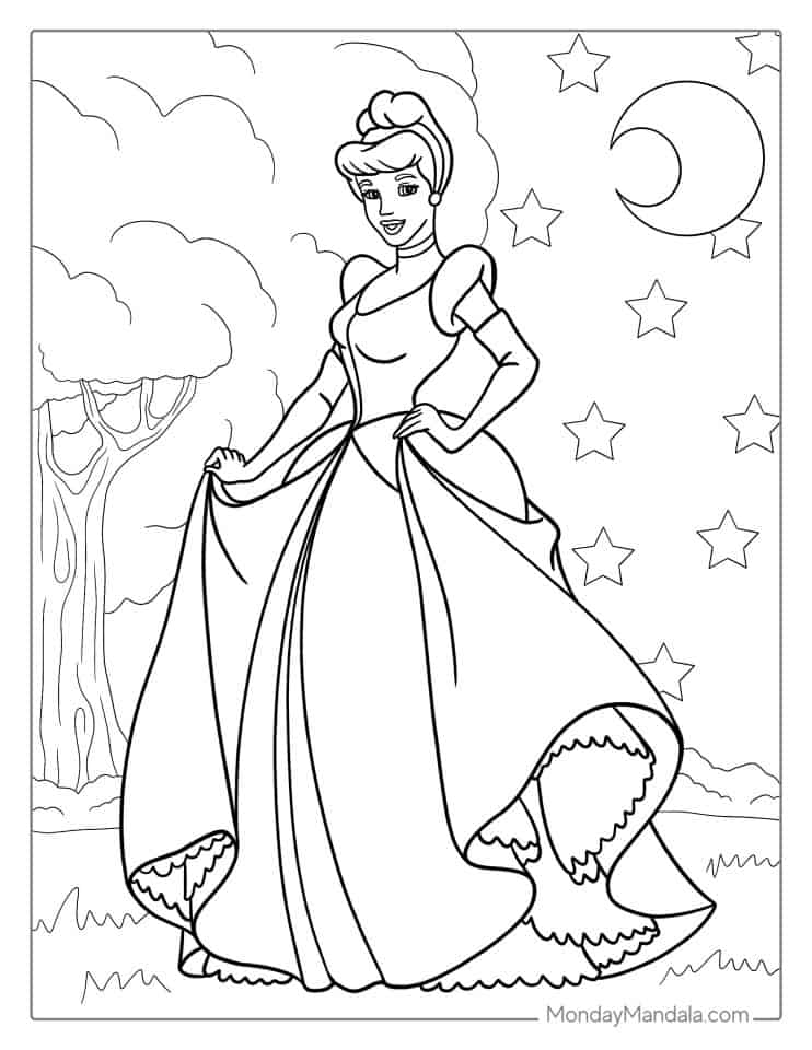 44+ Educational Cinderella Coloring Pages for Kids Printable