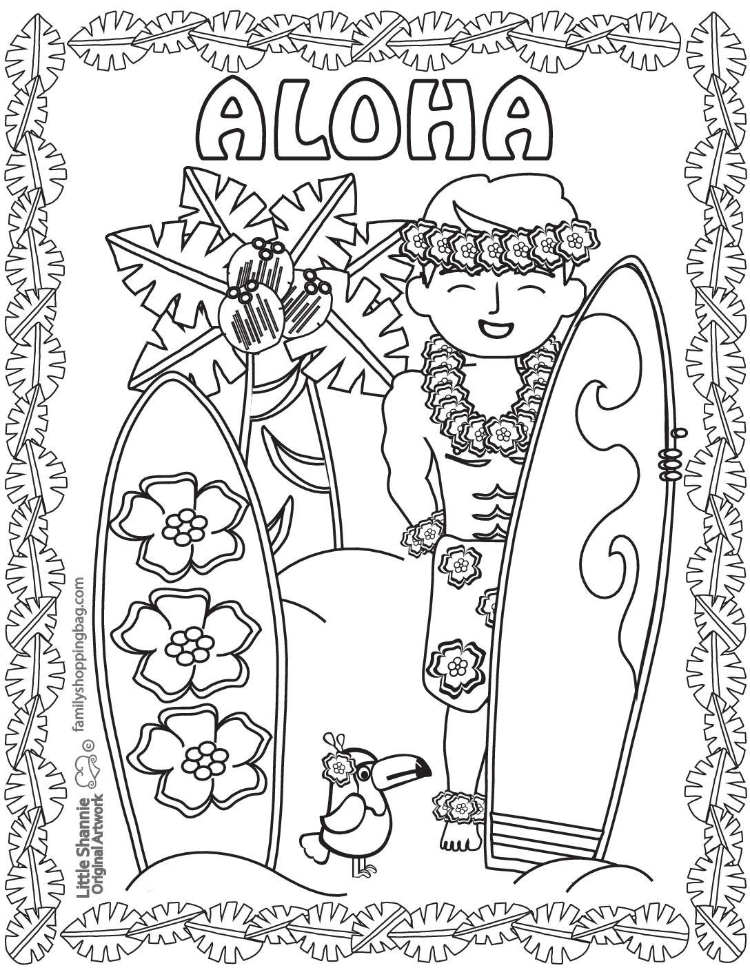 funtastic aloha coloring pages printable jpg