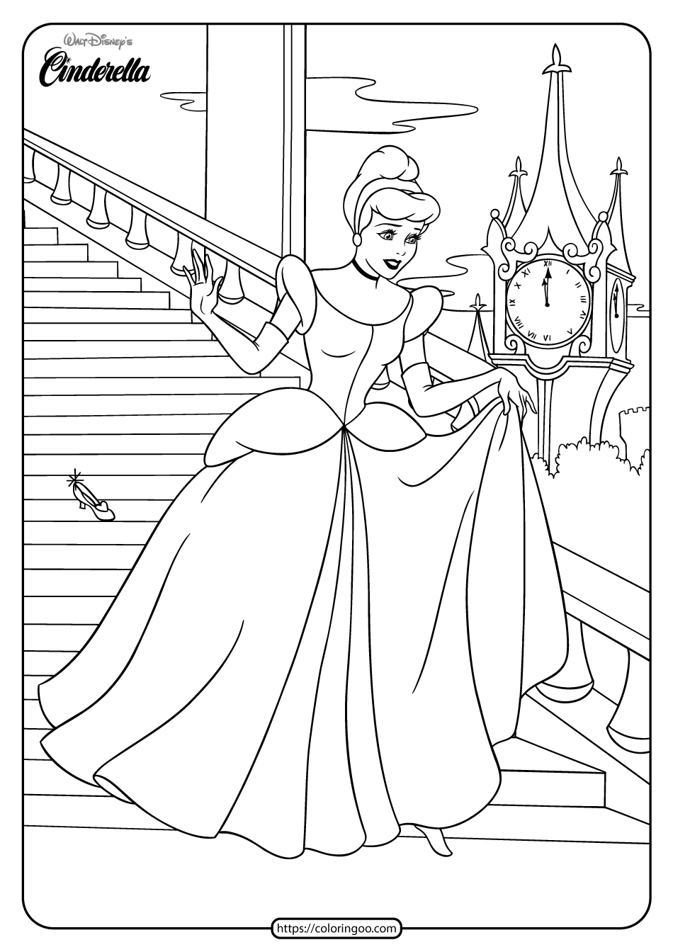 cheerful cinderella coloring pages for kids printable jpg