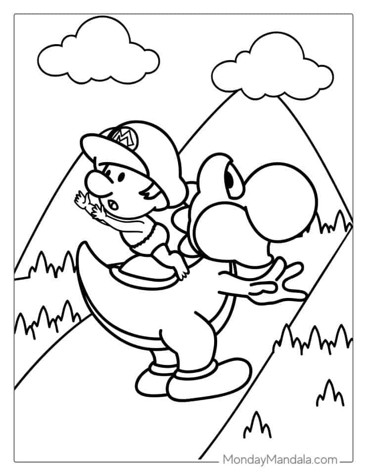 43+ Realistic Cute Yoshi Coloring Pages Unique