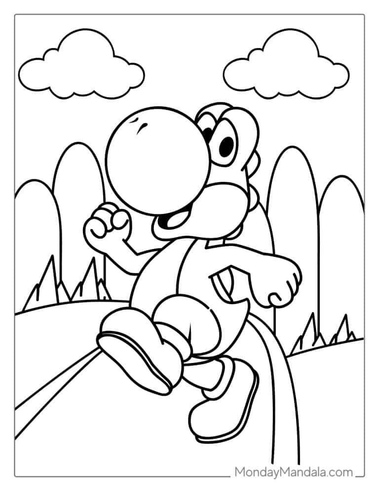 50+ Amazing Cute Yoshi Coloring Pages for Kids and Adult