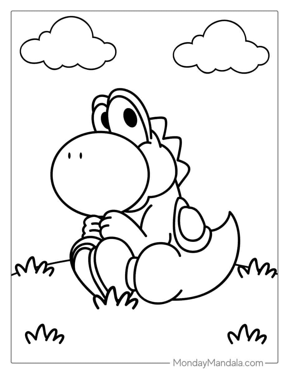 48+ Lovely Cute Yoshi Coloring Pages for Kids