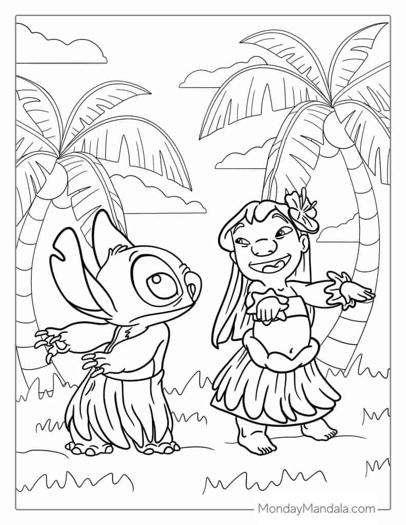 87+ Lovely Lilo and Stitch Bases Coloring Pages Printable